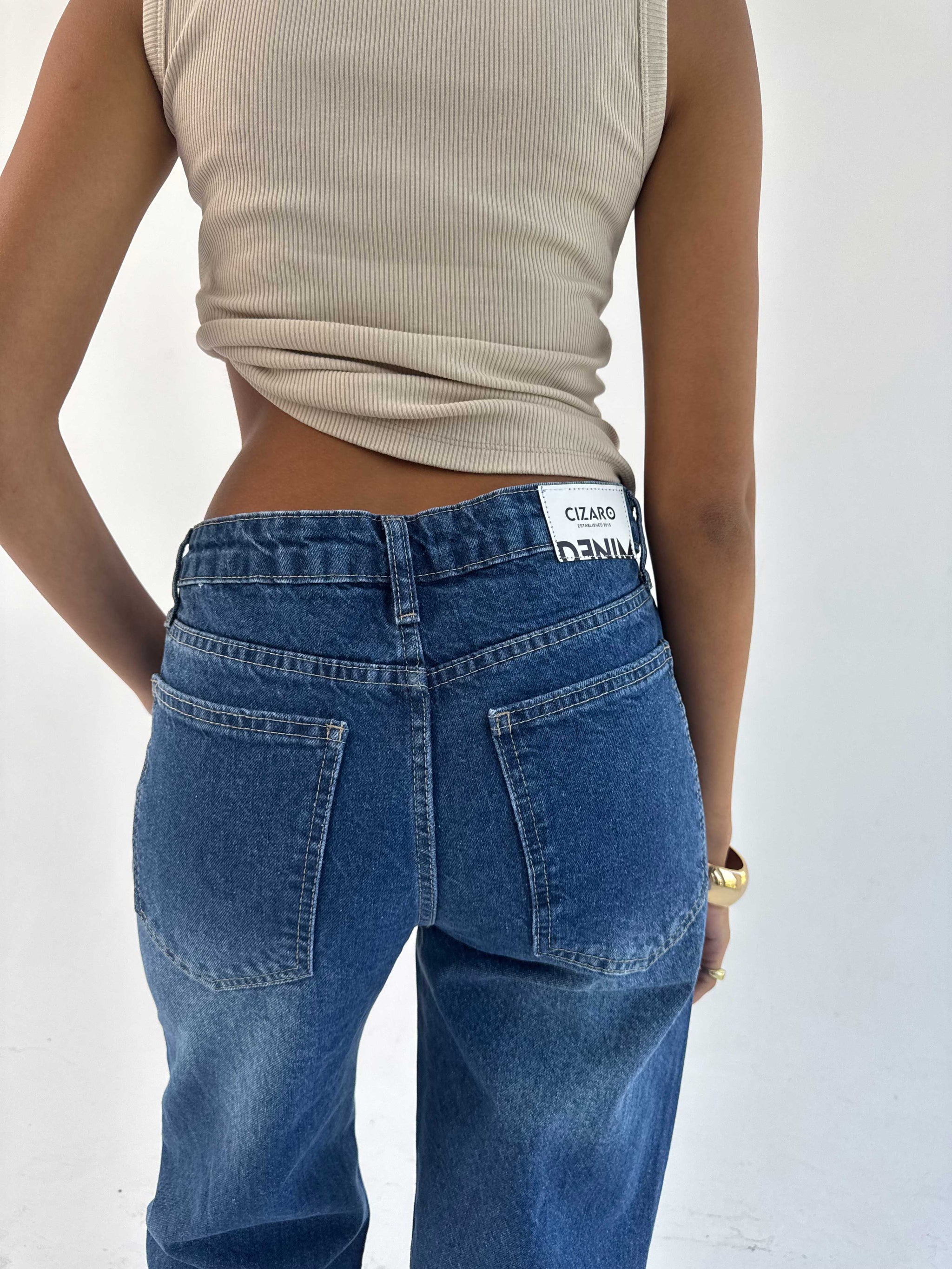 Straight High waist ocean blue jeans