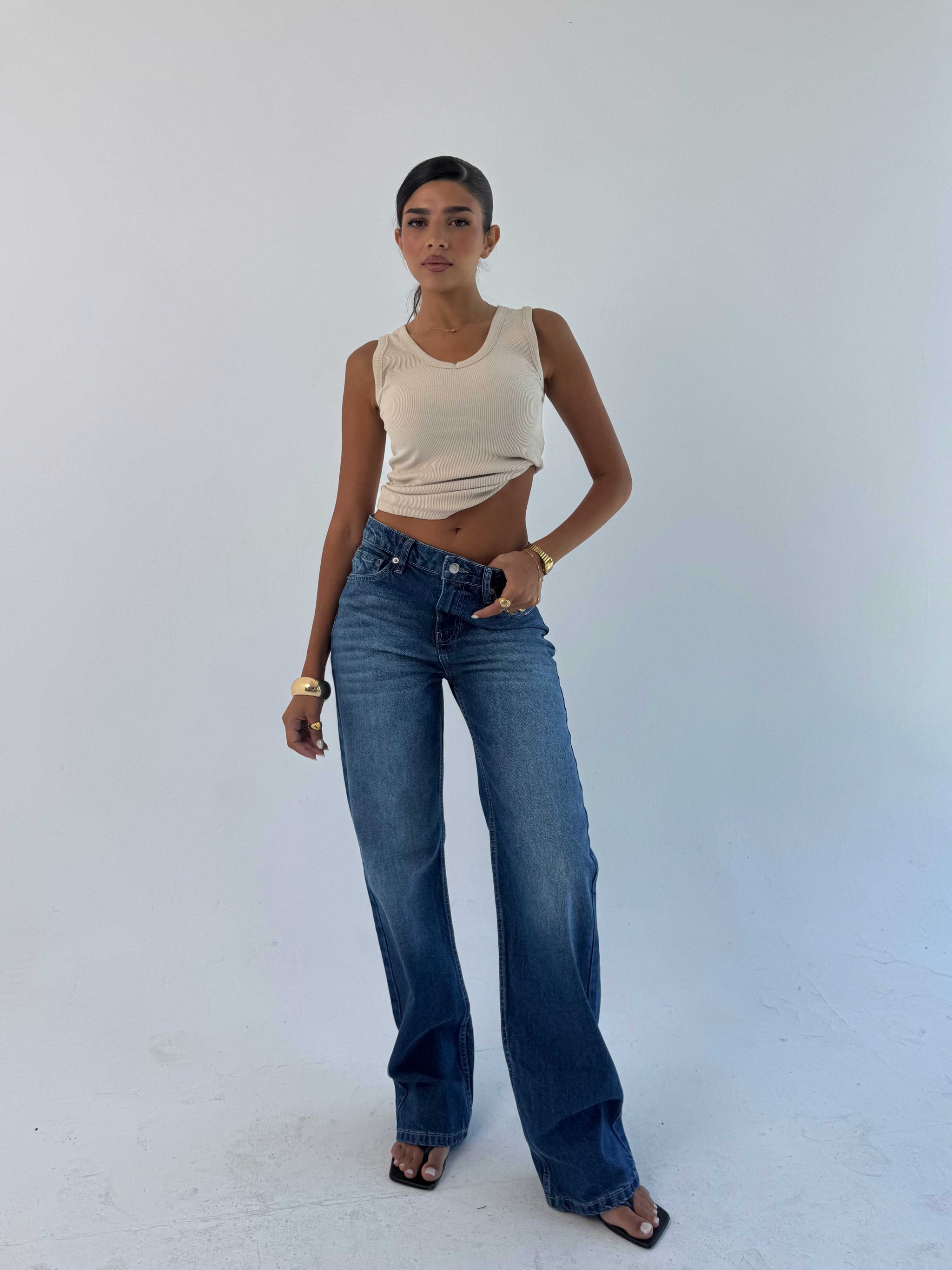 Straight High waist ocean blue jeans