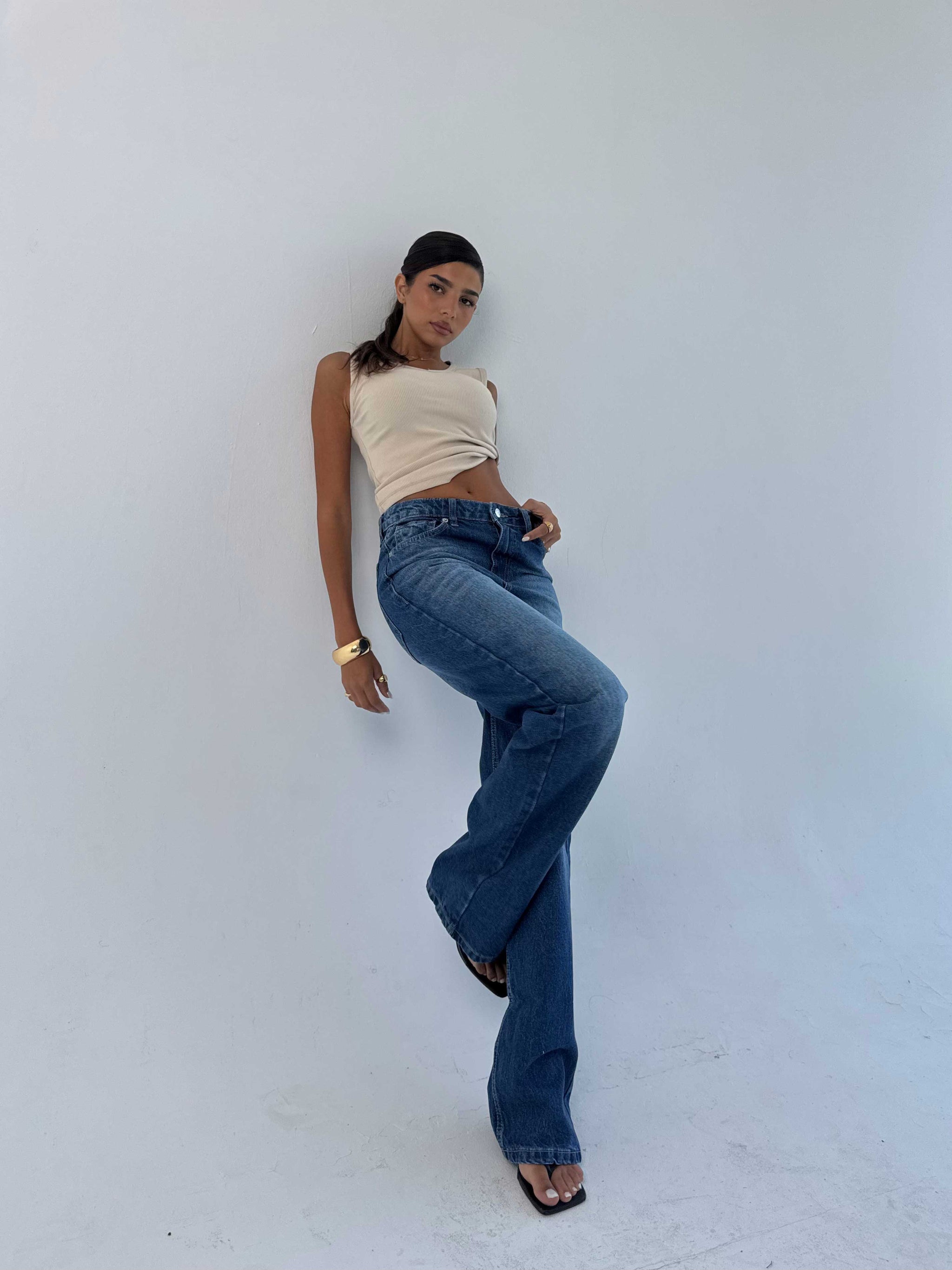 Straight High waist ocean blue jeans