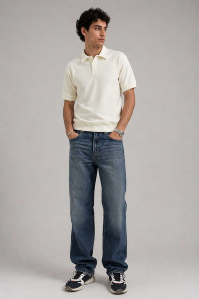 Straight Fit Mid Vintage Blue Jeans Straight CIZARO - Cizaro Jeans