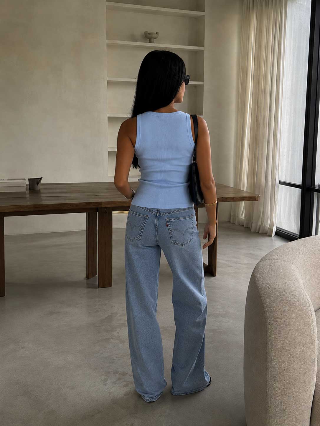 Ribbed Crew Neck Tank Top – Baby Blue Top CIZARO - Cizaro Jeans