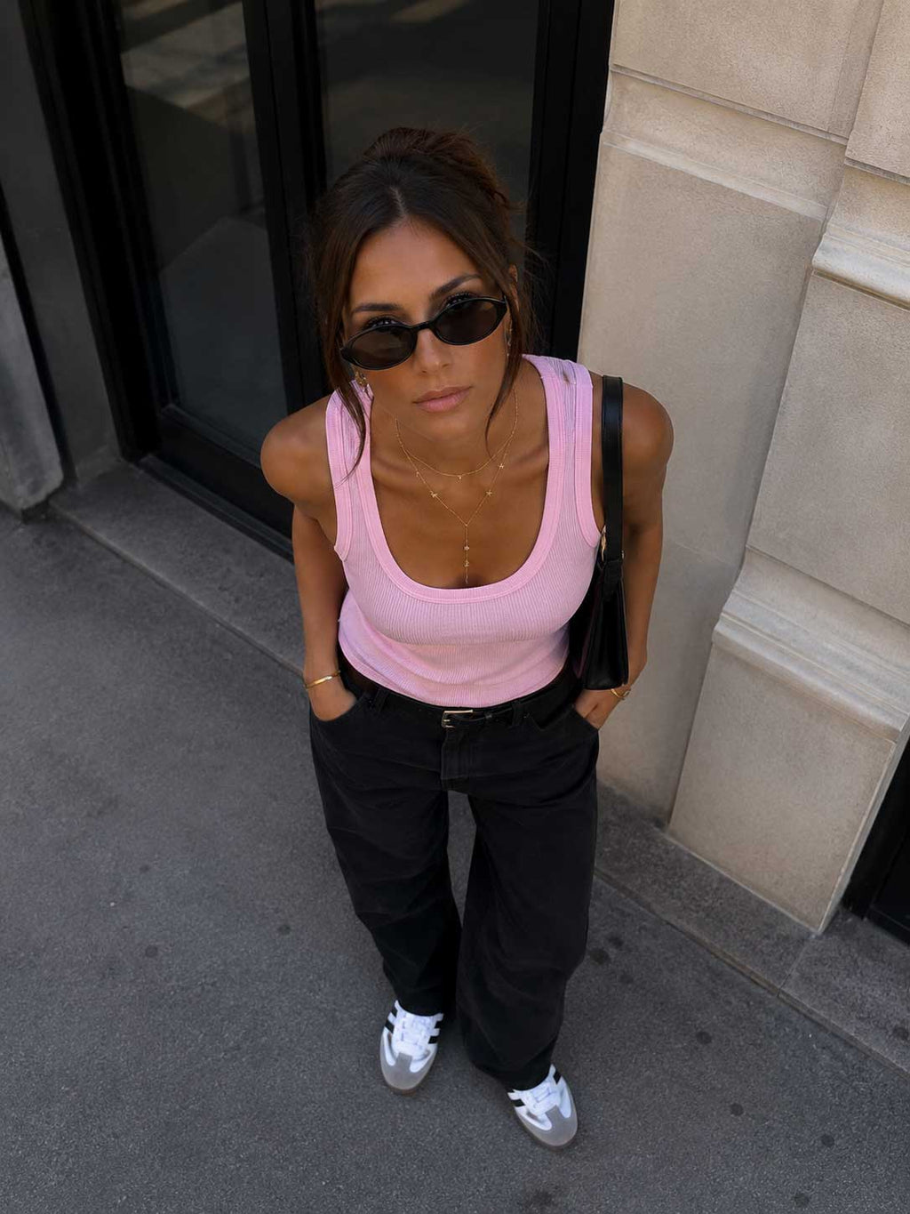 Ribbed U-Neck Tank Top – Pink