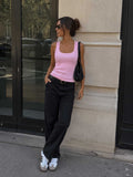 Ribbed U-Neck Tank Top – Pink