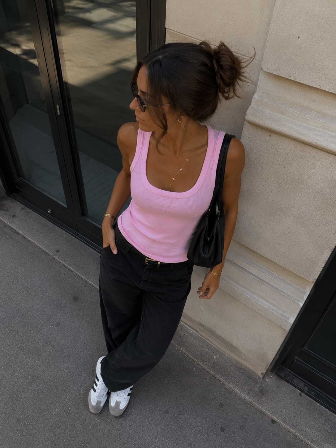 Ribbed U-Neck Tank Top – Pink