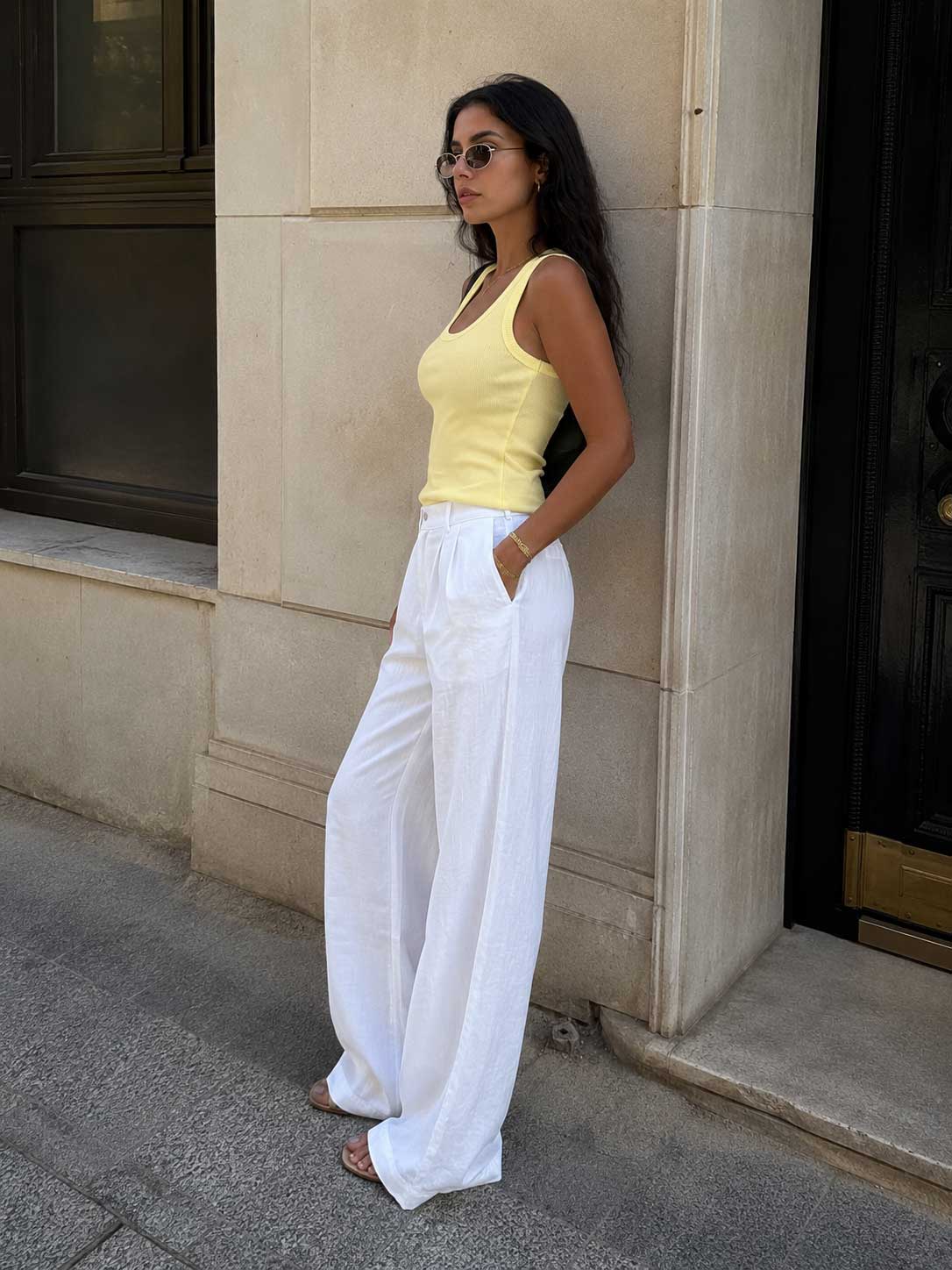 Ribbed U-Neck Tank Top – Butter Yellow
