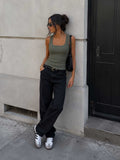 Ribbed U-Neck Tank Top – Olive