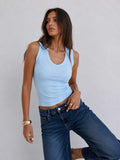 Ribbed V-Neck Tank Top – Baby Blue
