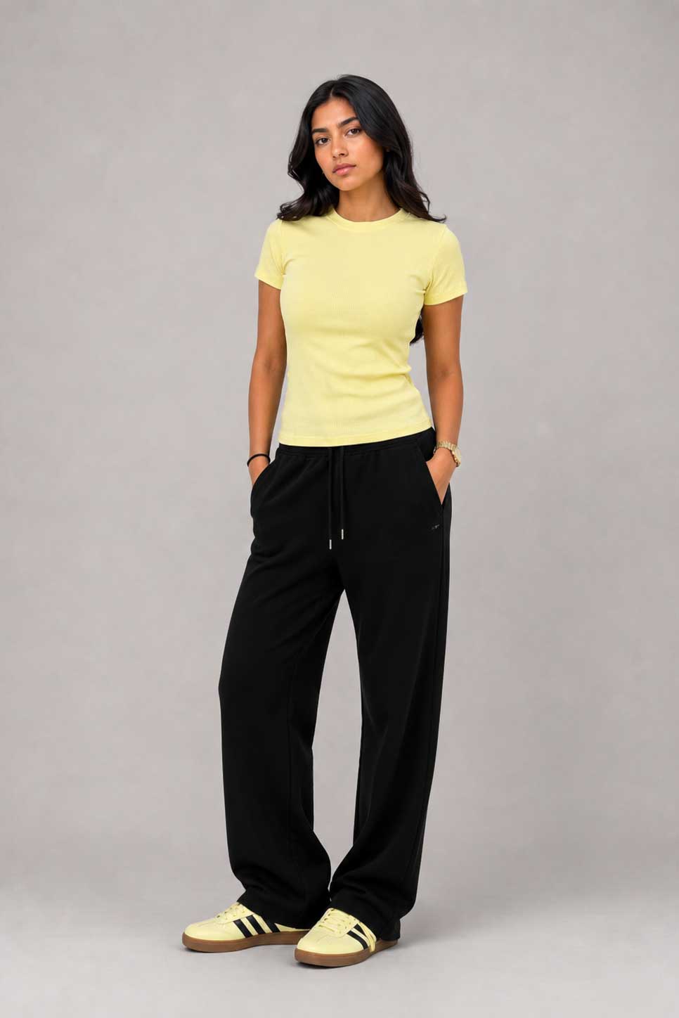 Short Sleeve Crew Neck Ribbed Top – Butter Yellow