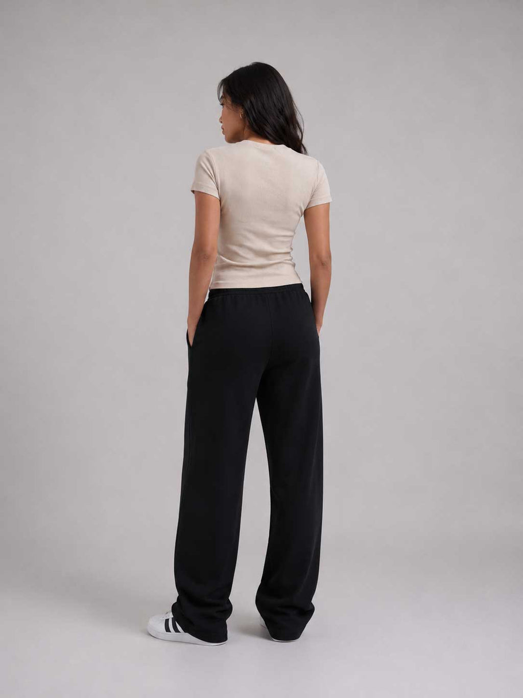 Short Sleeve Crew Neck Ribbed Top – Beige Top CIZARO - Cizaro Jeans