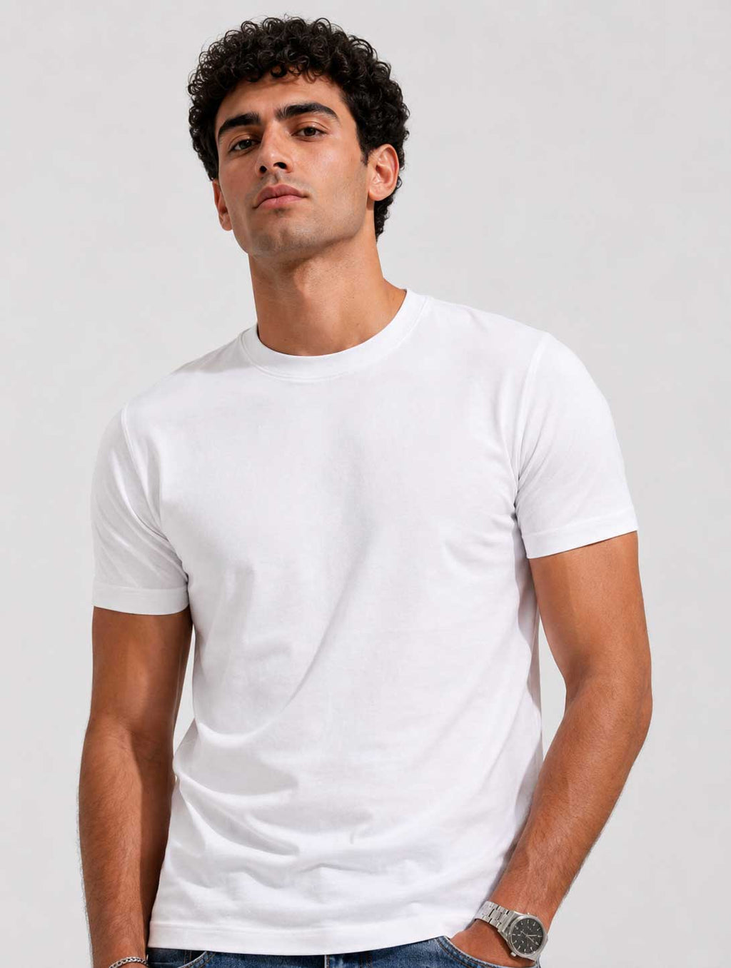 Slim Fit T-Shirt – White T-shirt CIZARO - Cizaro Jeans