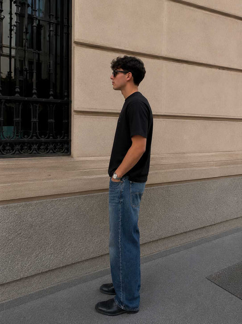 Oversized T-Shirt with Side Slits – Black
