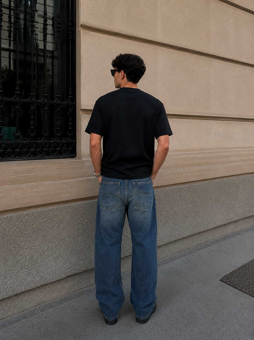 Oversized T-Shirt with Side Slits – Black