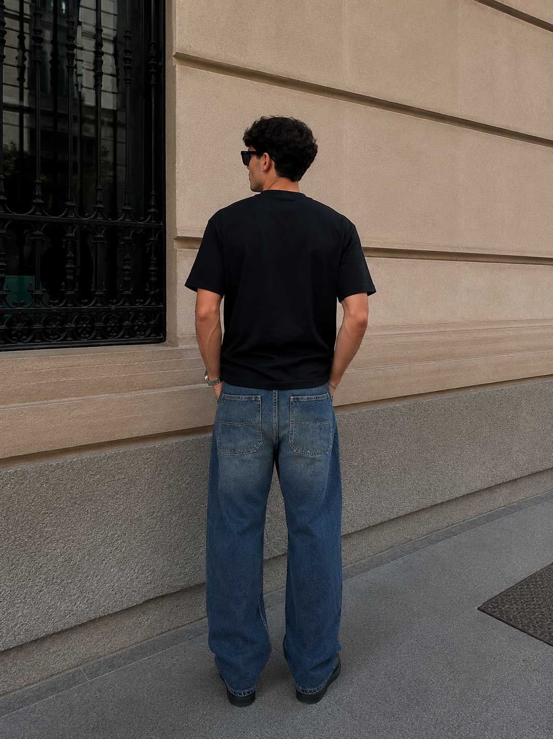 Oversized T-Shirt with Side Slits – Black