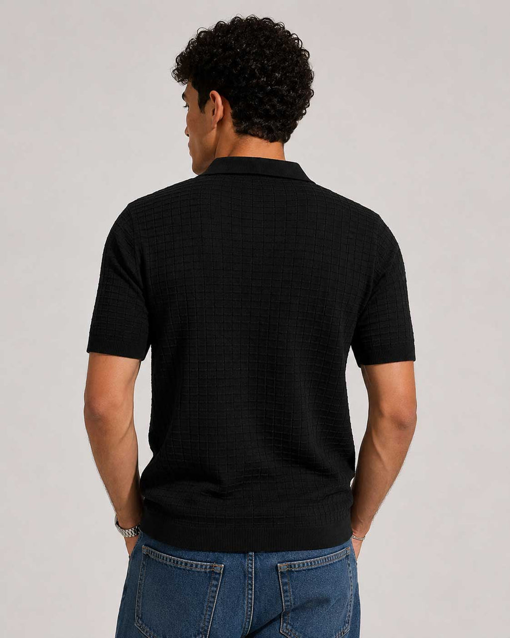 Knit Polo Shirt – Black Shirt CIZARO - Cizaro Jeans