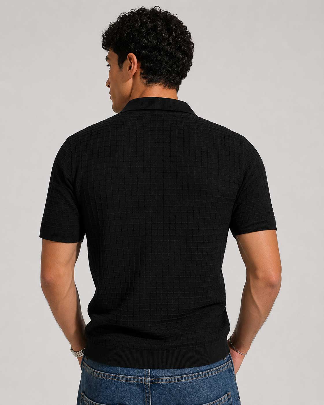 Knit Polo Shirt – Black Shirt CIZARO - Cizaro Jeans
