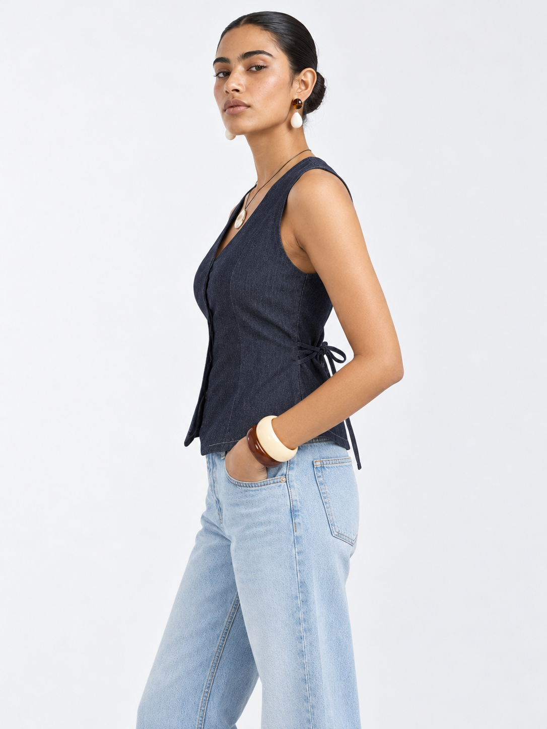 Denim Waistcoat Vest CIZARO - Cizaro Jeans