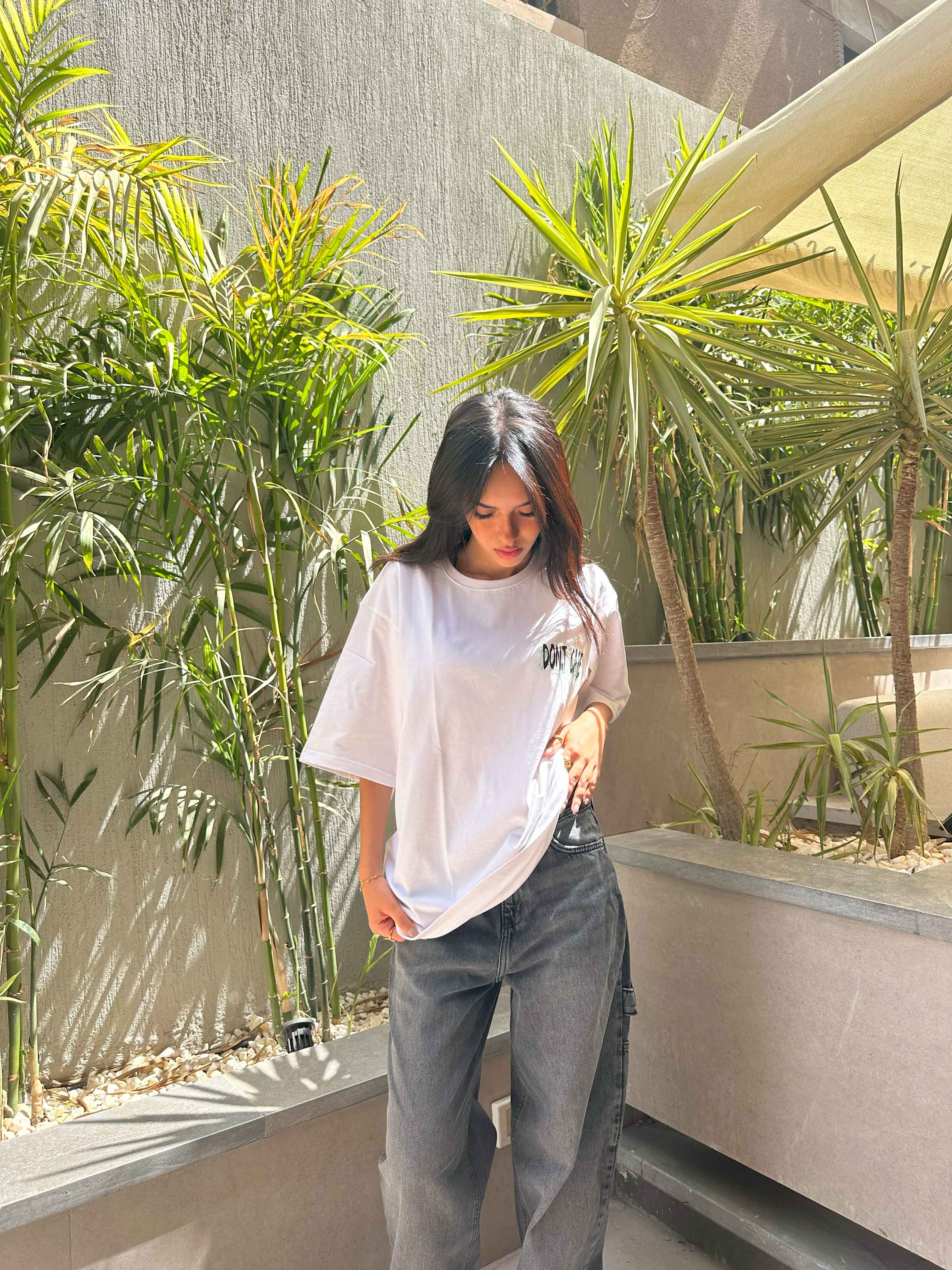 T-Shirt - White Oversized. New Line CIZARO    - Cizaro Jeans