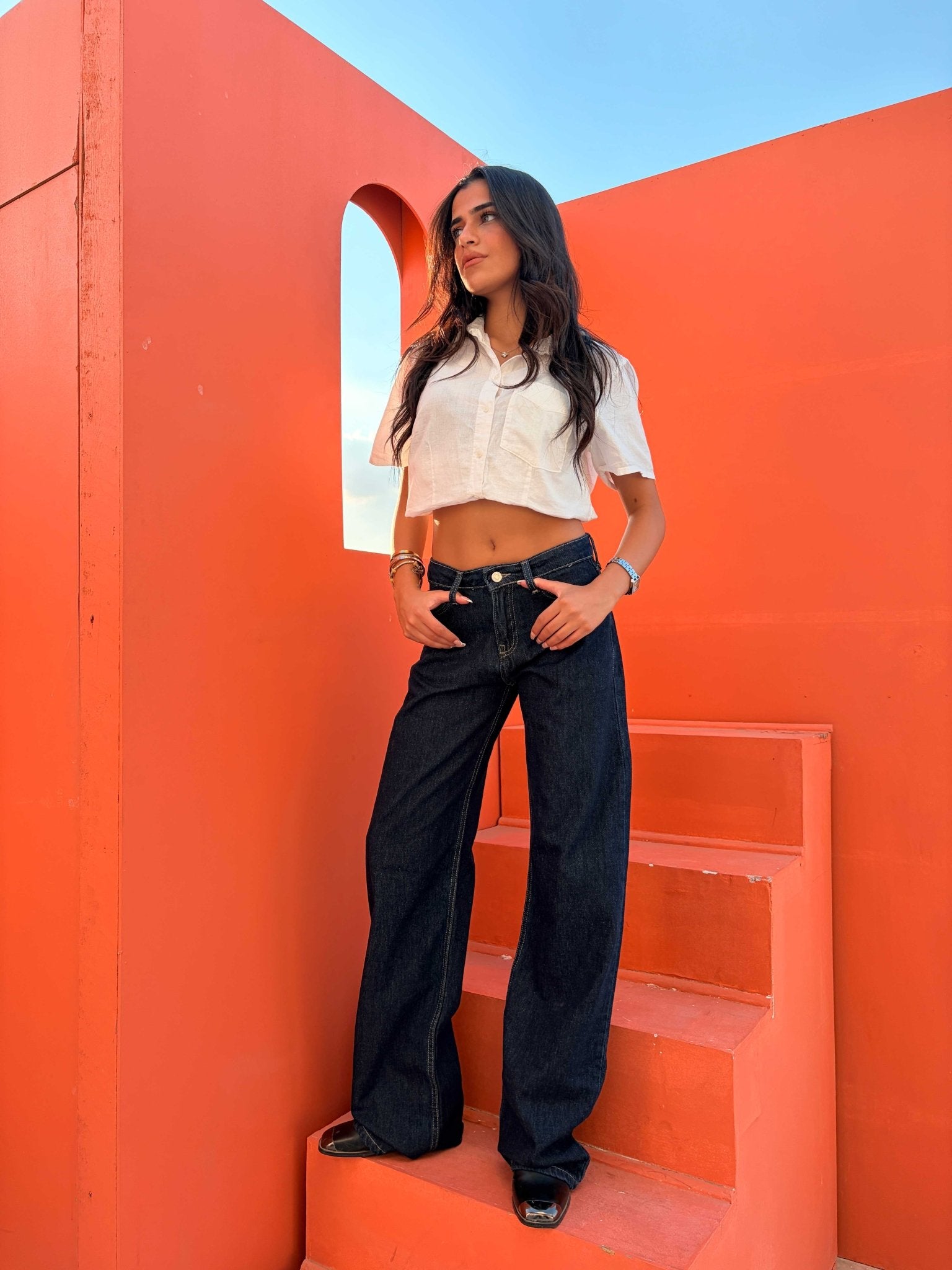 Wide Leg – Low Waist Raw Denim Jeans Wide-Leg CIZARO - Cizaro Jeans