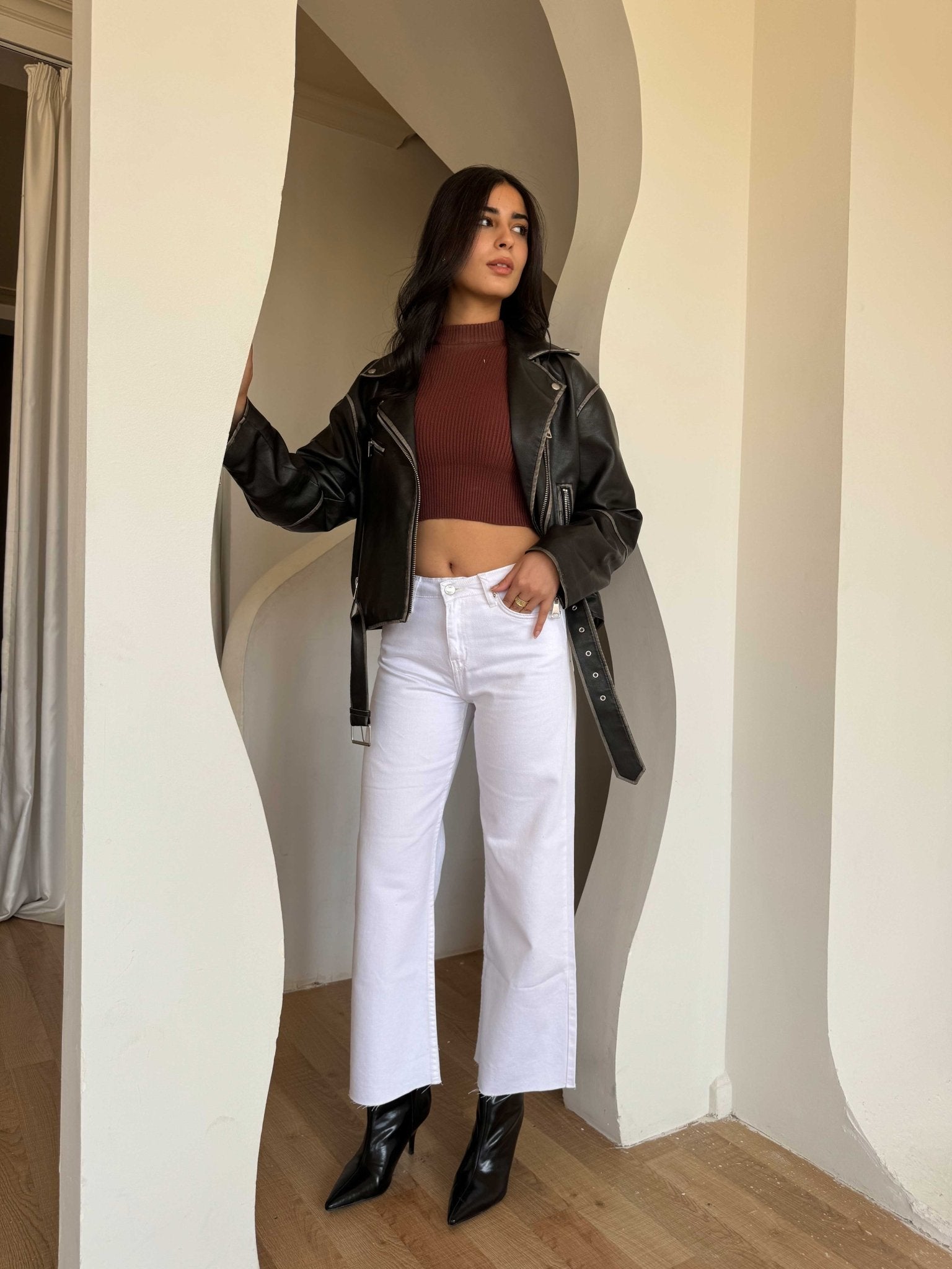 Cropped Wide Leg – Mid Rise White Jeans Wide-Leg CIZARO - Cizaro Jeans