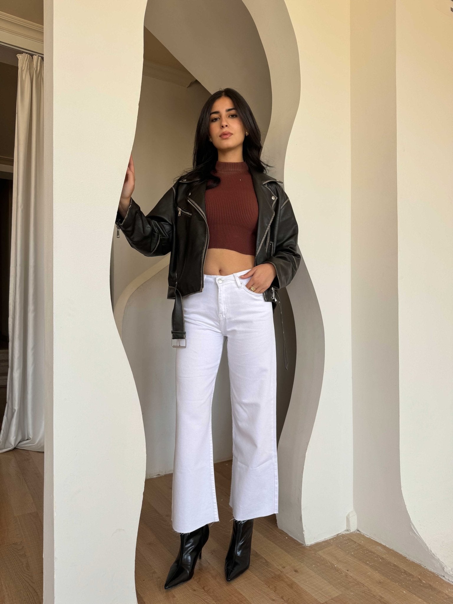 Cropped Wide Leg – Mid Rise White Jeans Wide-Leg CIZARO - Cizaro Jeans