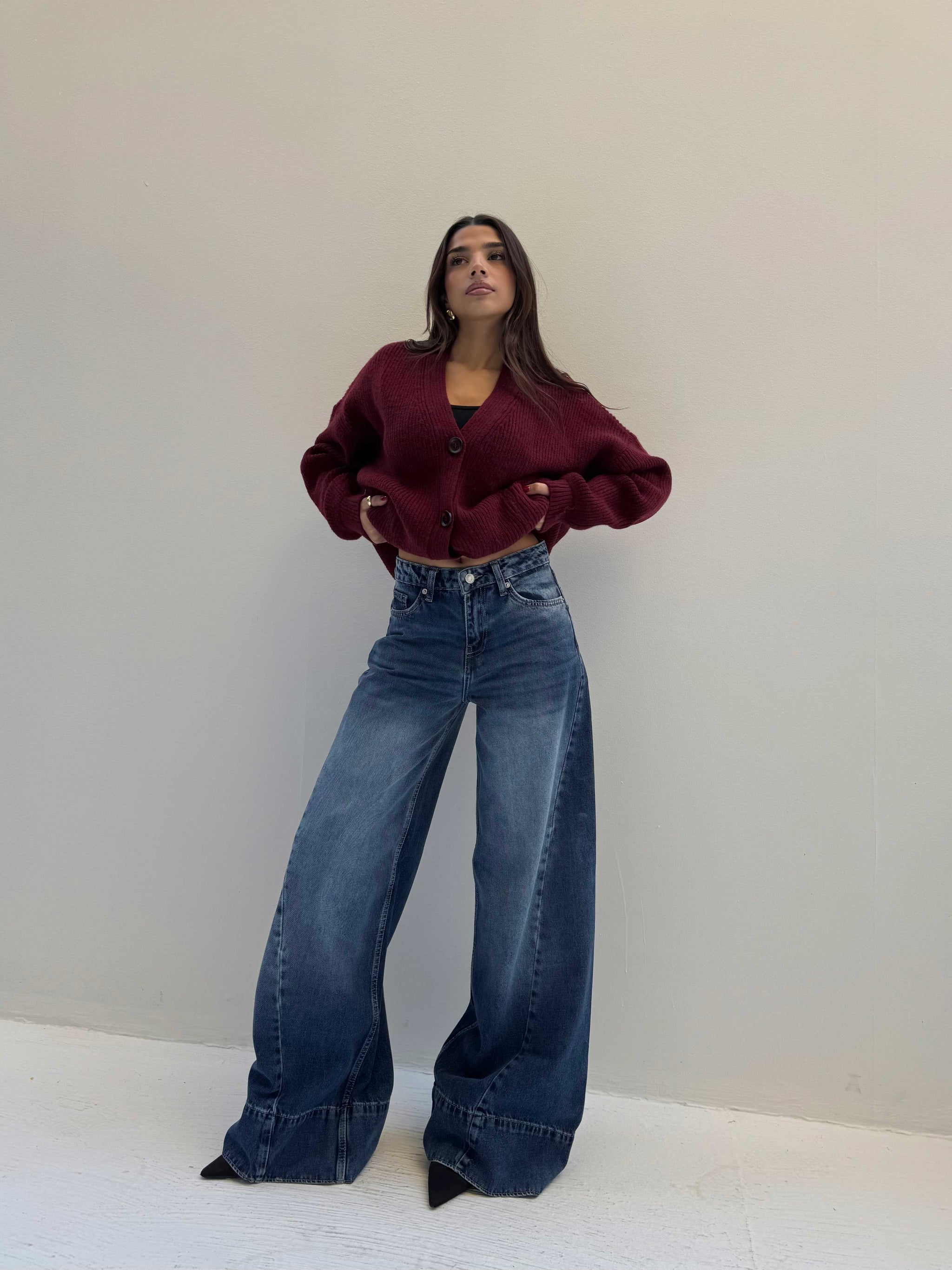 Extreme Wide Leg – Mid-Rise Ocean Blue Jeans Extreme Wide Leg CIZARO - Cizaro Jeans