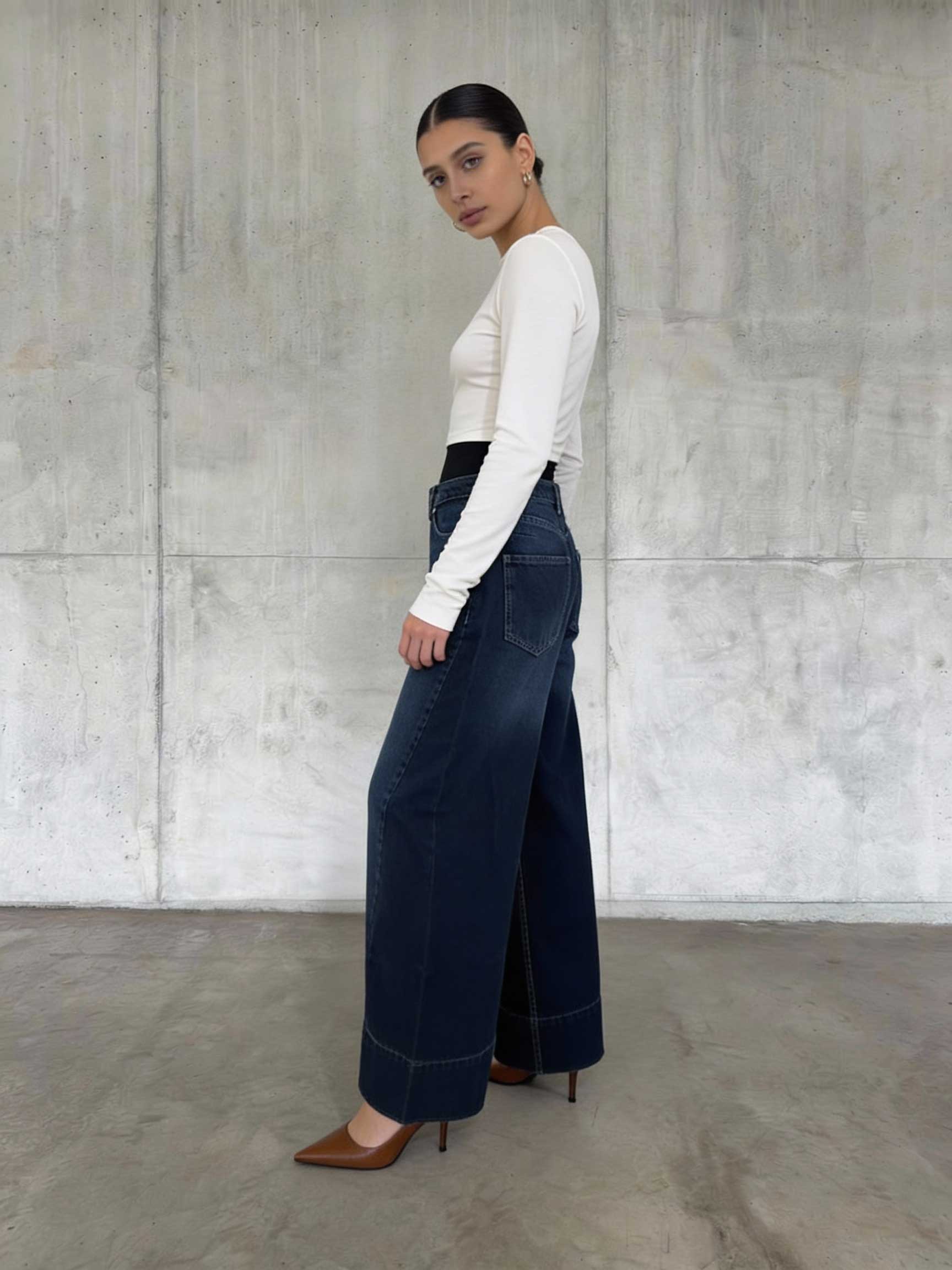 Extreme Wide-Leg – High-Waist Deep Ocean Blue Jeans Wide-Leg CIZARO - Cizaro Jeans