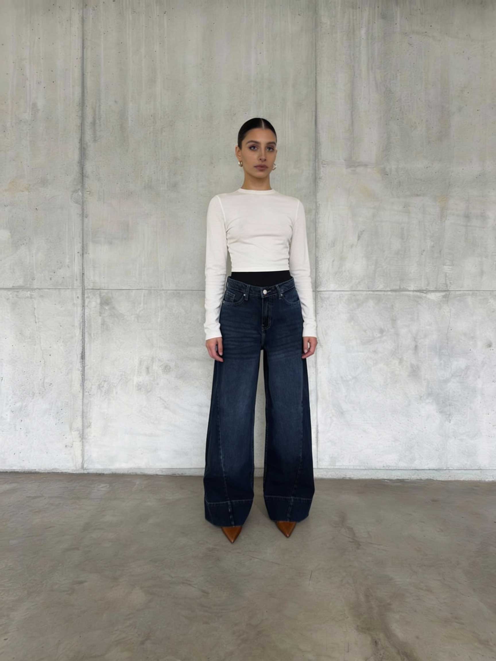 Extreme Wide-Leg – High-Waist Deep Ocean Blue Jeans Wide-Leg CIZARO - Cizaro Jeans