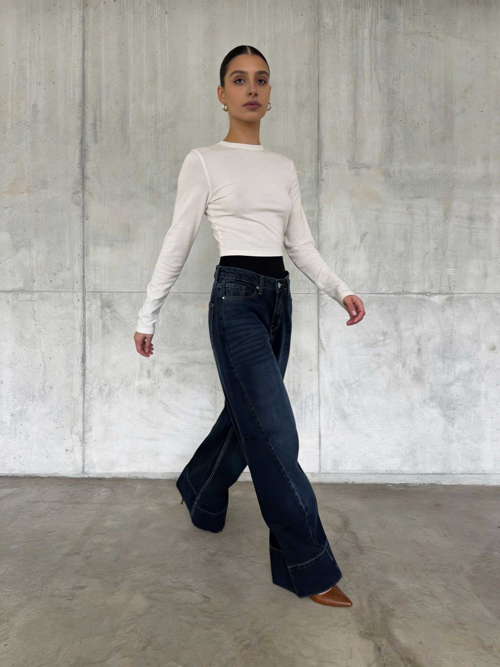 Extreme Wide-Leg – High-Waist Deep Ocean Blue Jeans Wide-Leg CIZARO - Cizaro Jeans