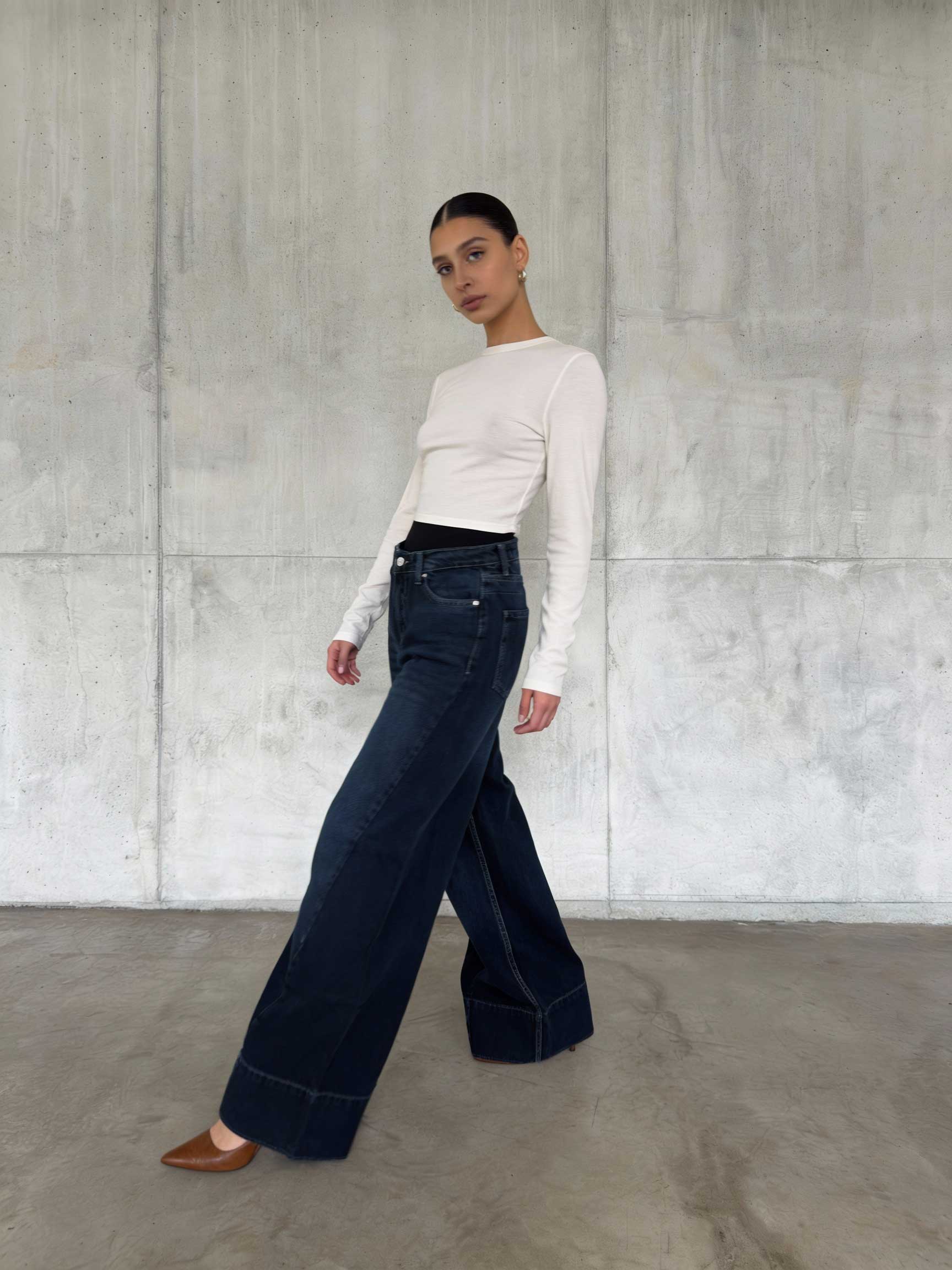 Extreme Wide-Leg – High-Waist Deep Ocean Blue Jeans Wide-Leg CIZARO - Cizaro Jeans