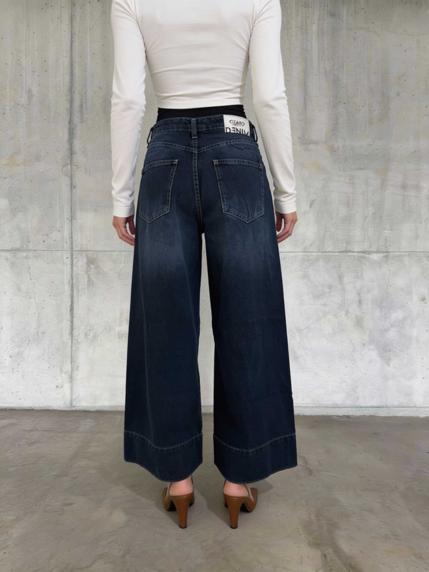 Extreme Wide-Leg – High-Waist Deep Ocean Blue Jeans