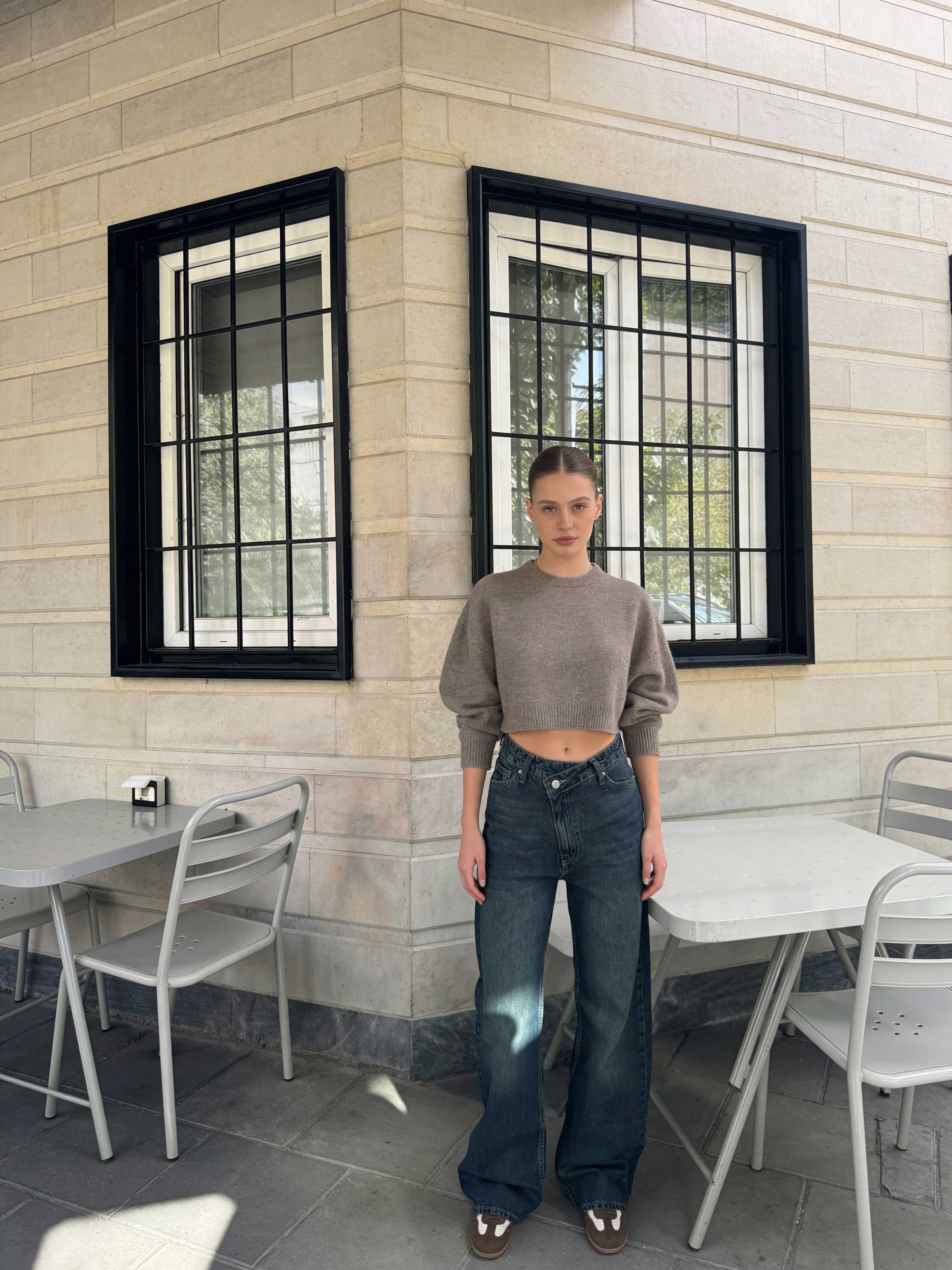 Crossover Wide-Leg – High-Waist Deep Vintage Green Jeans Wide Leg CIZARO - Cizaro Jeans