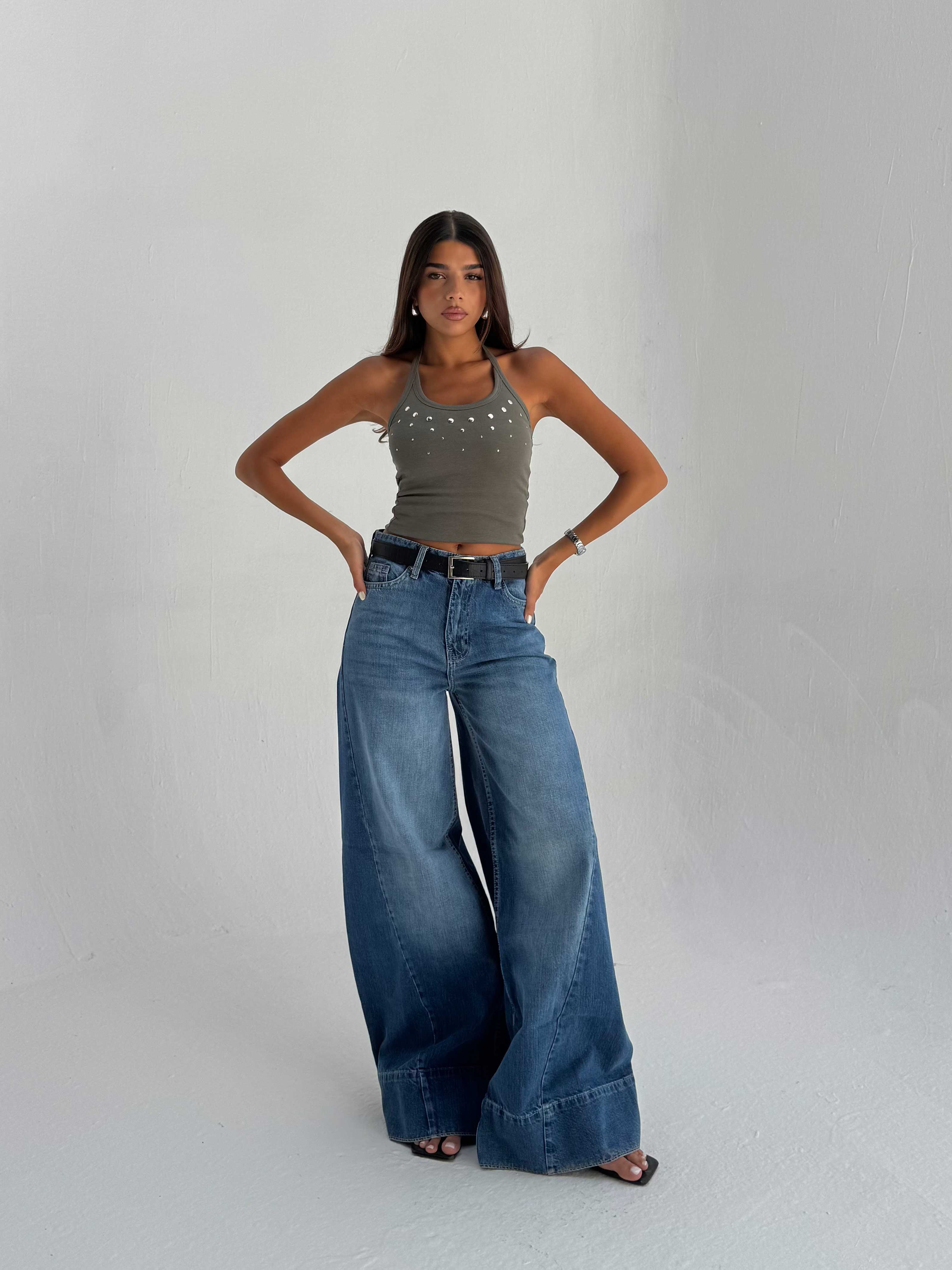 Extreme Wide Leg High Waist – Mid Acid Blue Jeans