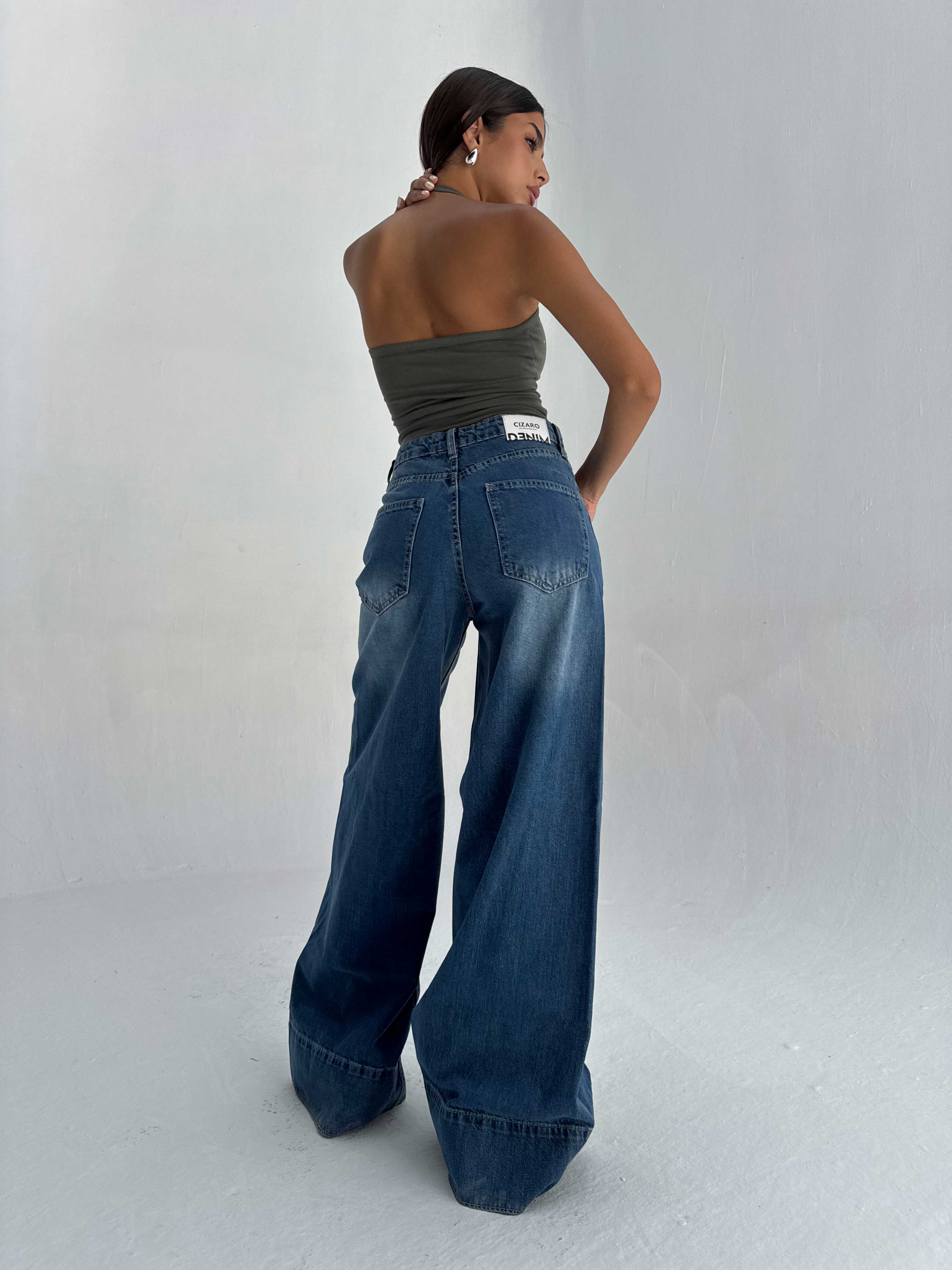 Extreme Wide Leg High Waist – Mid Acid Blue Jeans