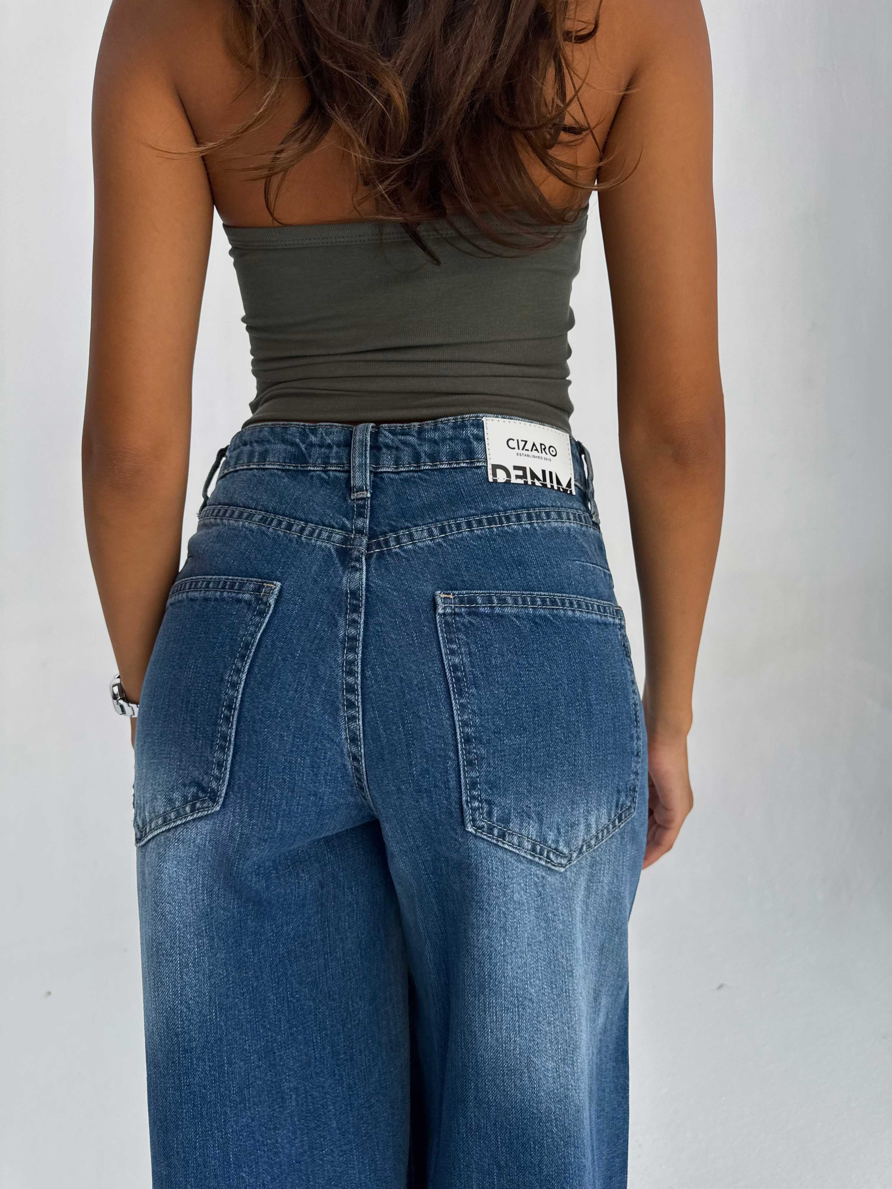 Extreme Wide Leg High Waist – Mid Acid Blue Jeans