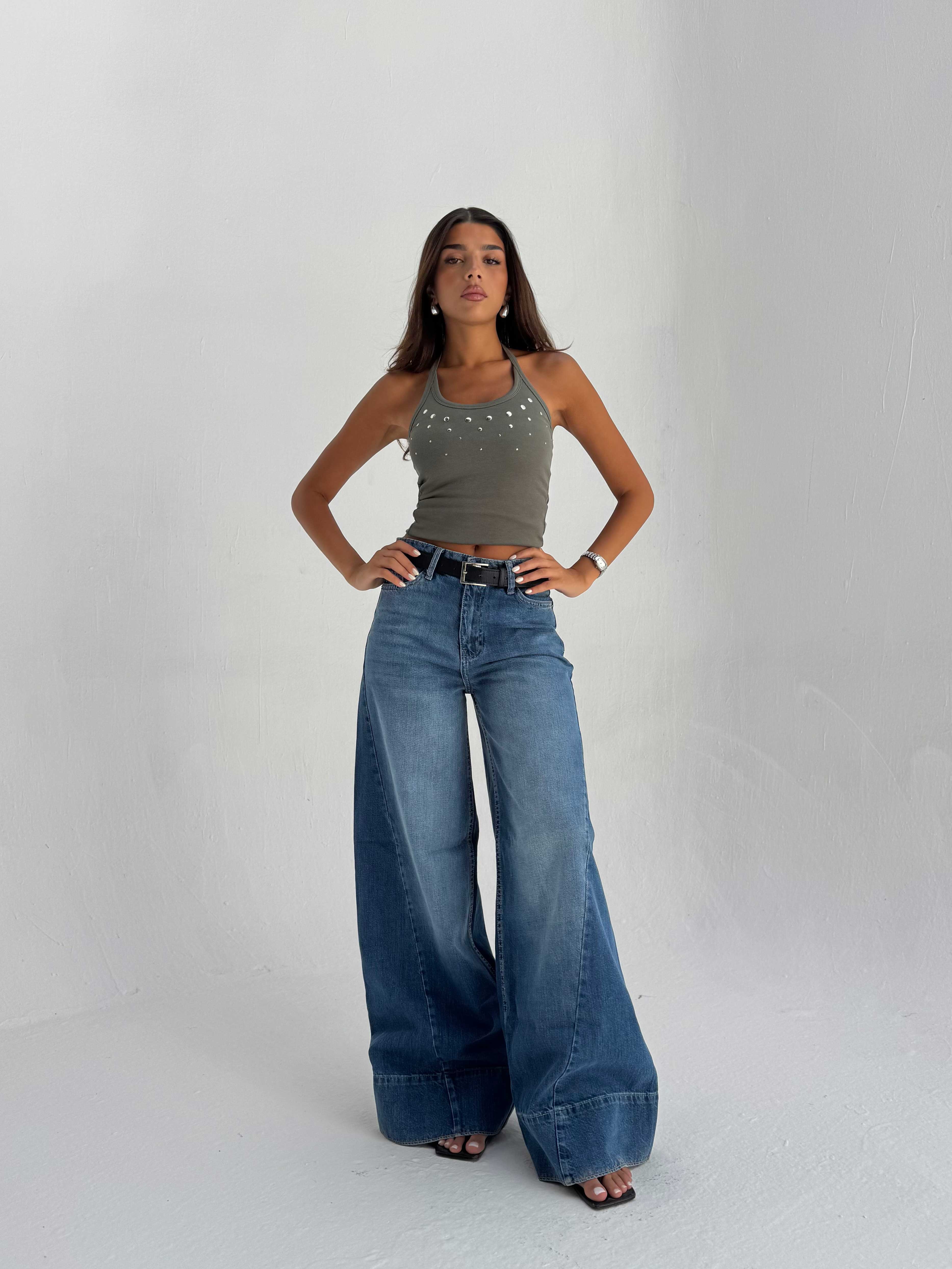 Extreme Wide Leg High Waist – Mid Acid Blue Jeans