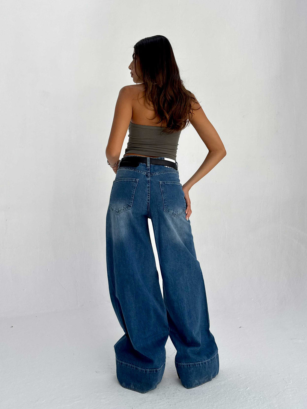 Extreme Wide Leg High Waist – Mid Acid Blue Jeans