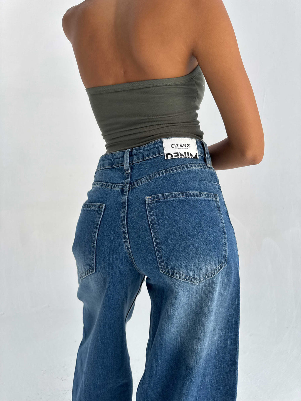 Extreme Wide Leg High Waist – Mid Acid Blue Jeans