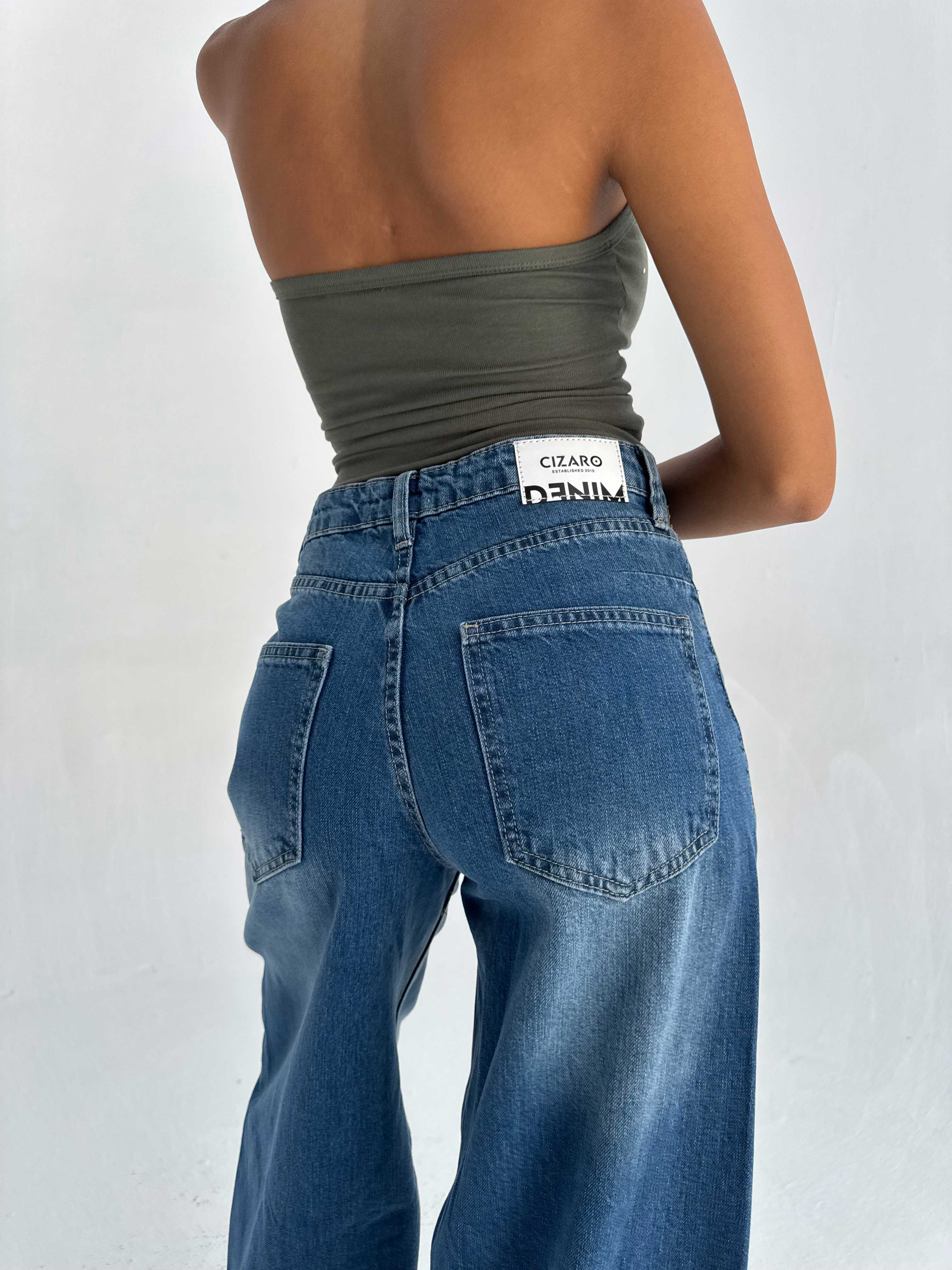 Extreme Wide Leg High Waist – Mid Acid Blue Jeans
