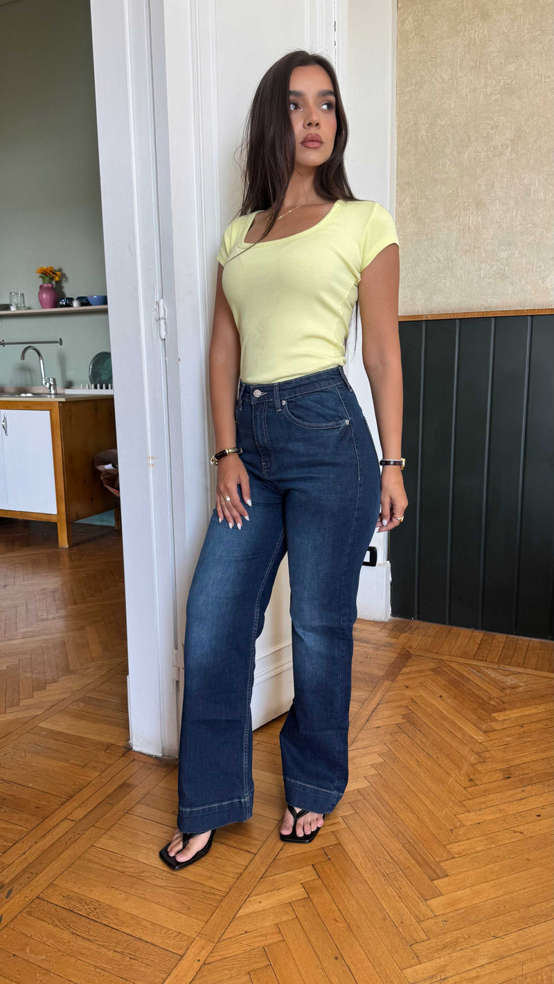 Wide leg - high waisted - Dark vintage denim jeans Wide-leg CIZARO - Cizaro Jeans