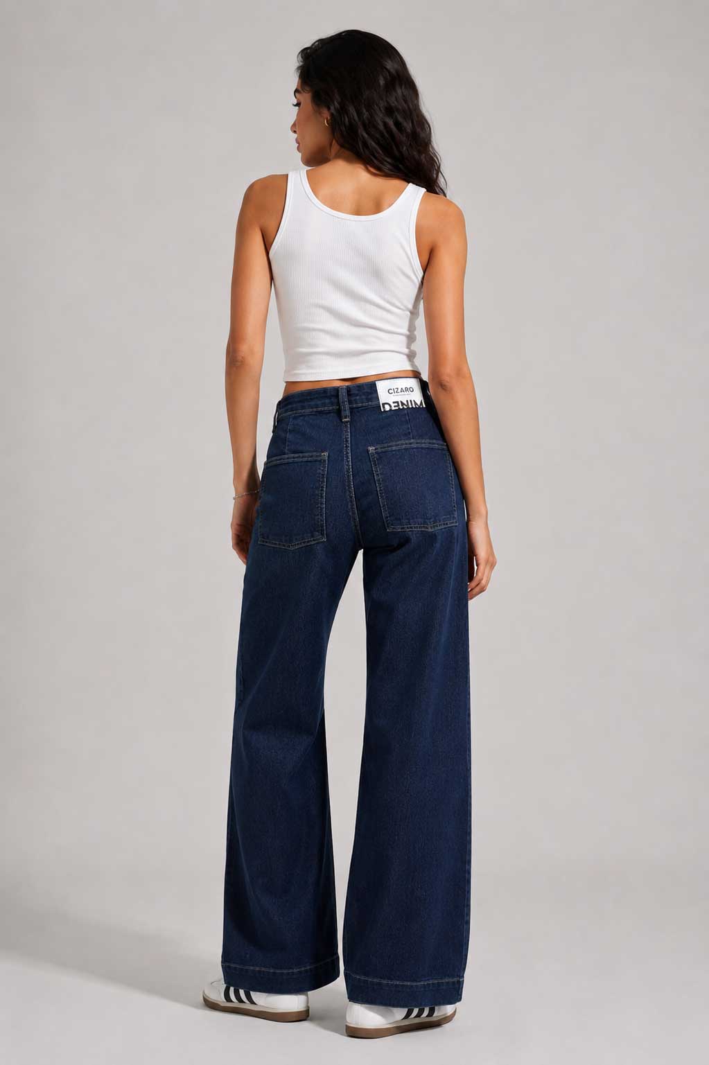 Wide Leg High Waist – Deep Ocean Blue Jeans Wide-leg CIZARO - Cizaro Jeans