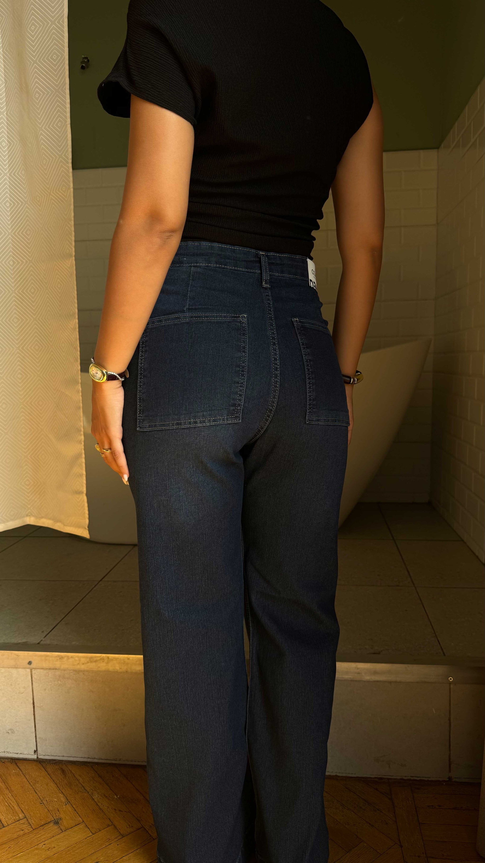 Wide Leg - high waisted - dark vintage Green jeans