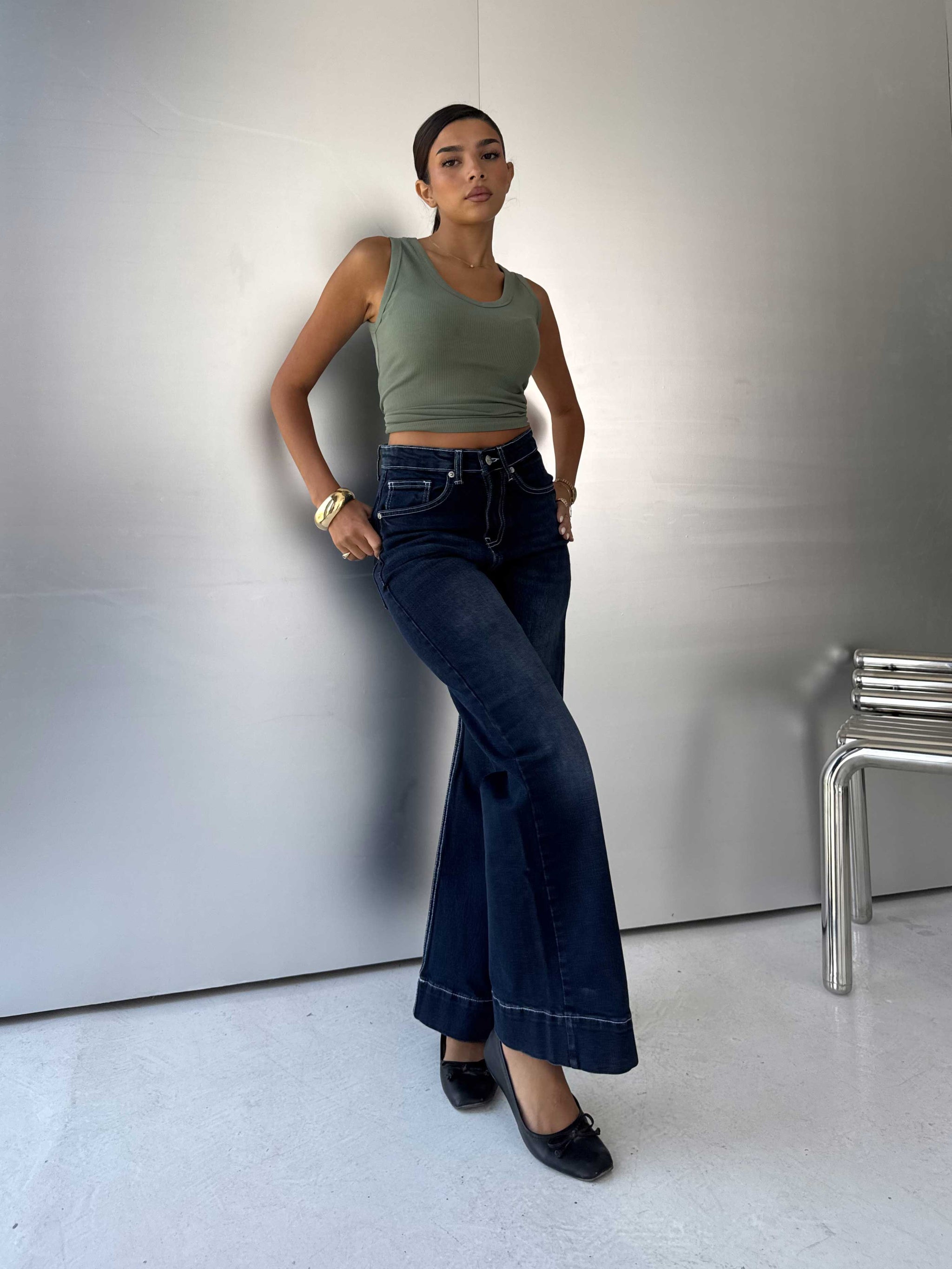 Wide-Leg High-Waist Deep Indigo Jeans Wide-Leg CIZARO - Cizaro Jeans