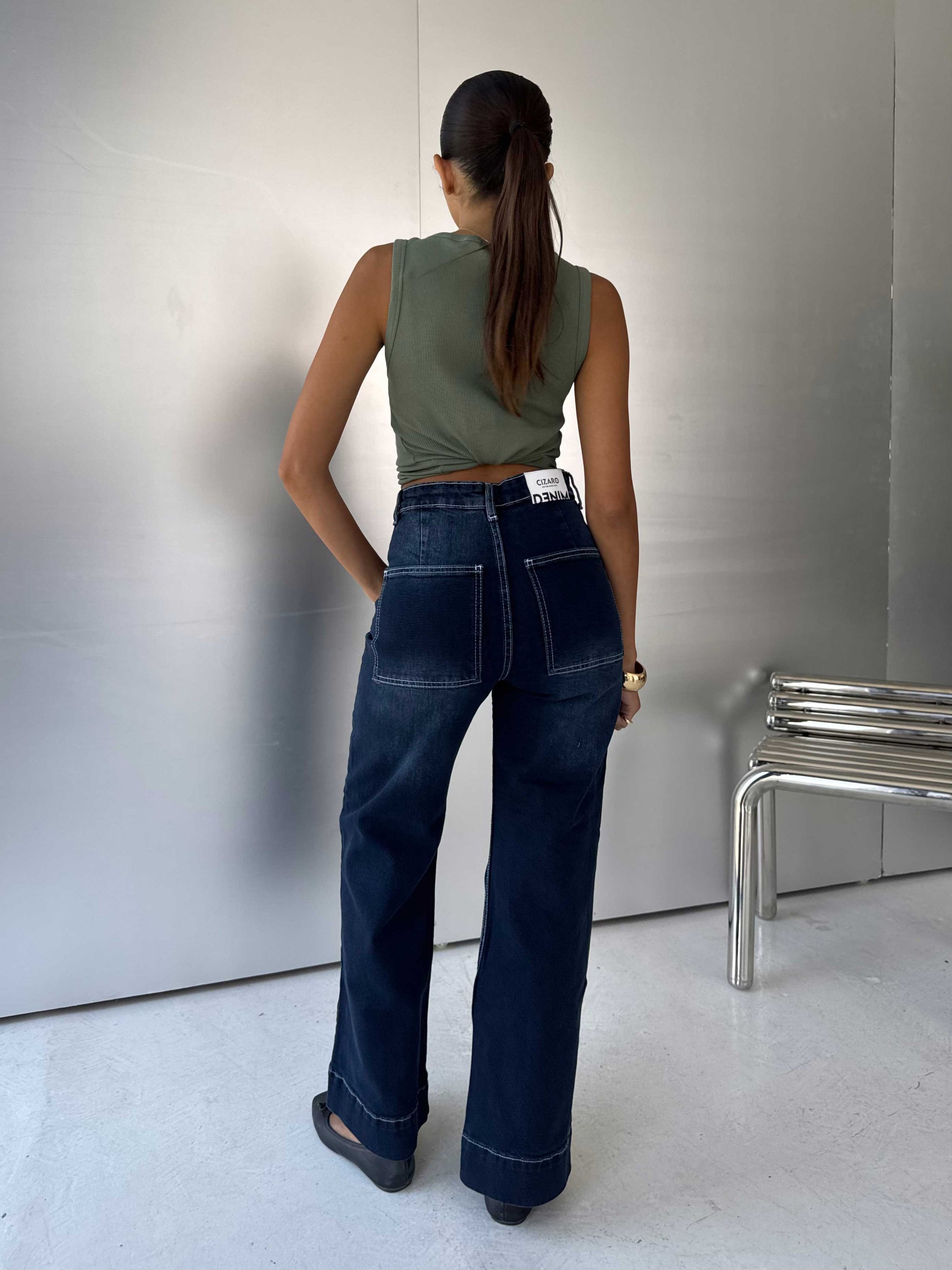 Wide-Leg High-Waist Deep Indigo Jeans Wide-Leg CIZARO - Cizaro Jeans