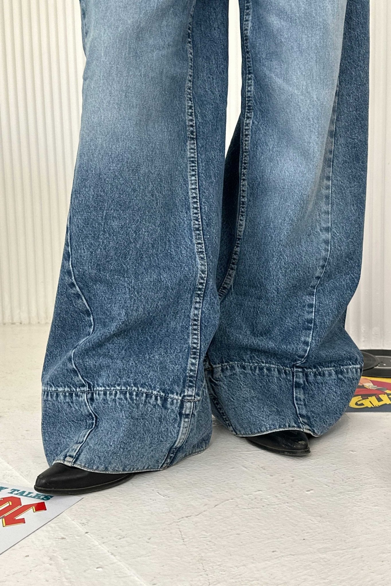 Extreme Wide-Leg - High-Waist Marine Blue Jeans Wide-Leg CIZARO - Cizaro Jeans