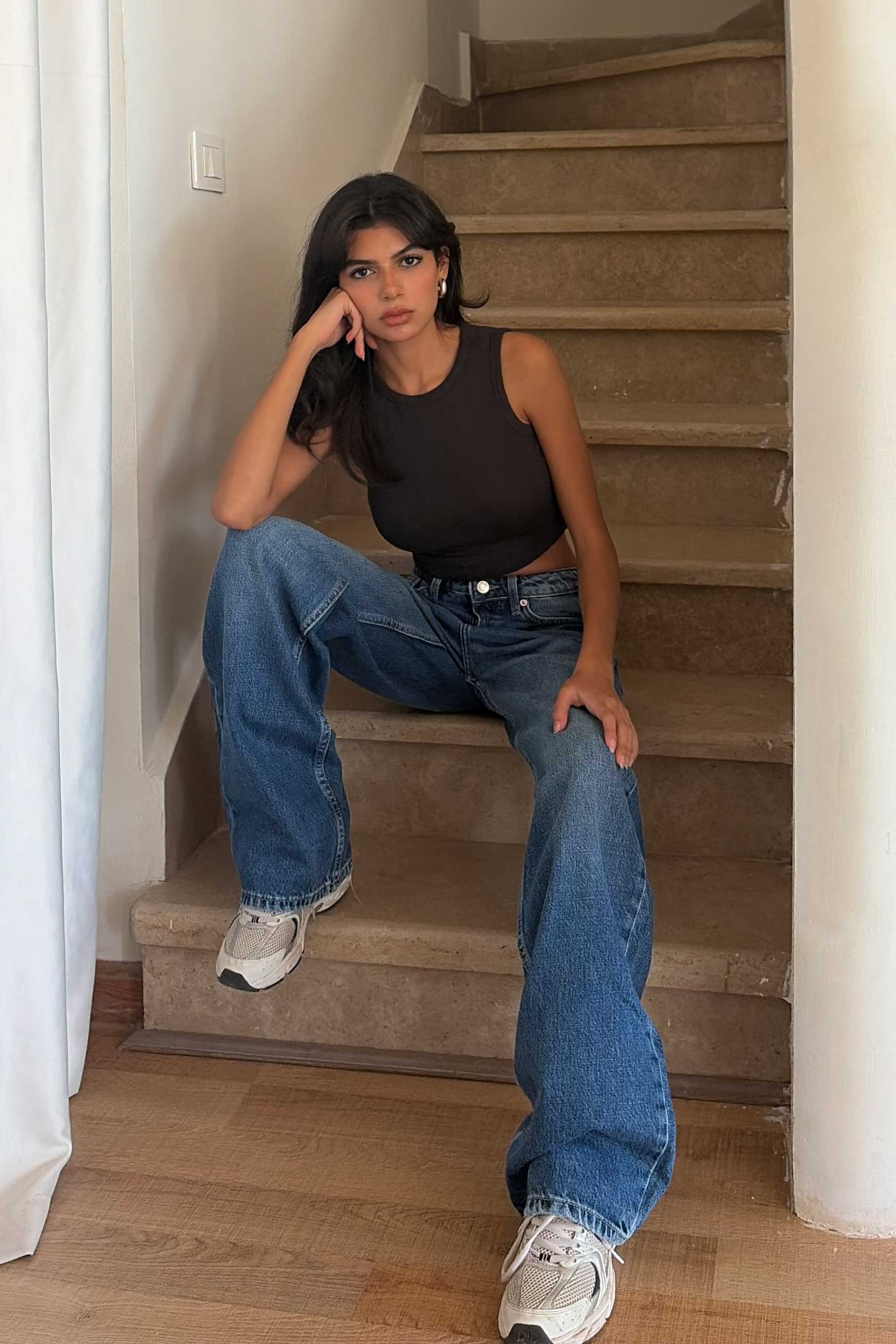 Wide Leg – Mid Rise Mid Blue Jeans Wide-Leg CIZARO - Cizaro Jeans