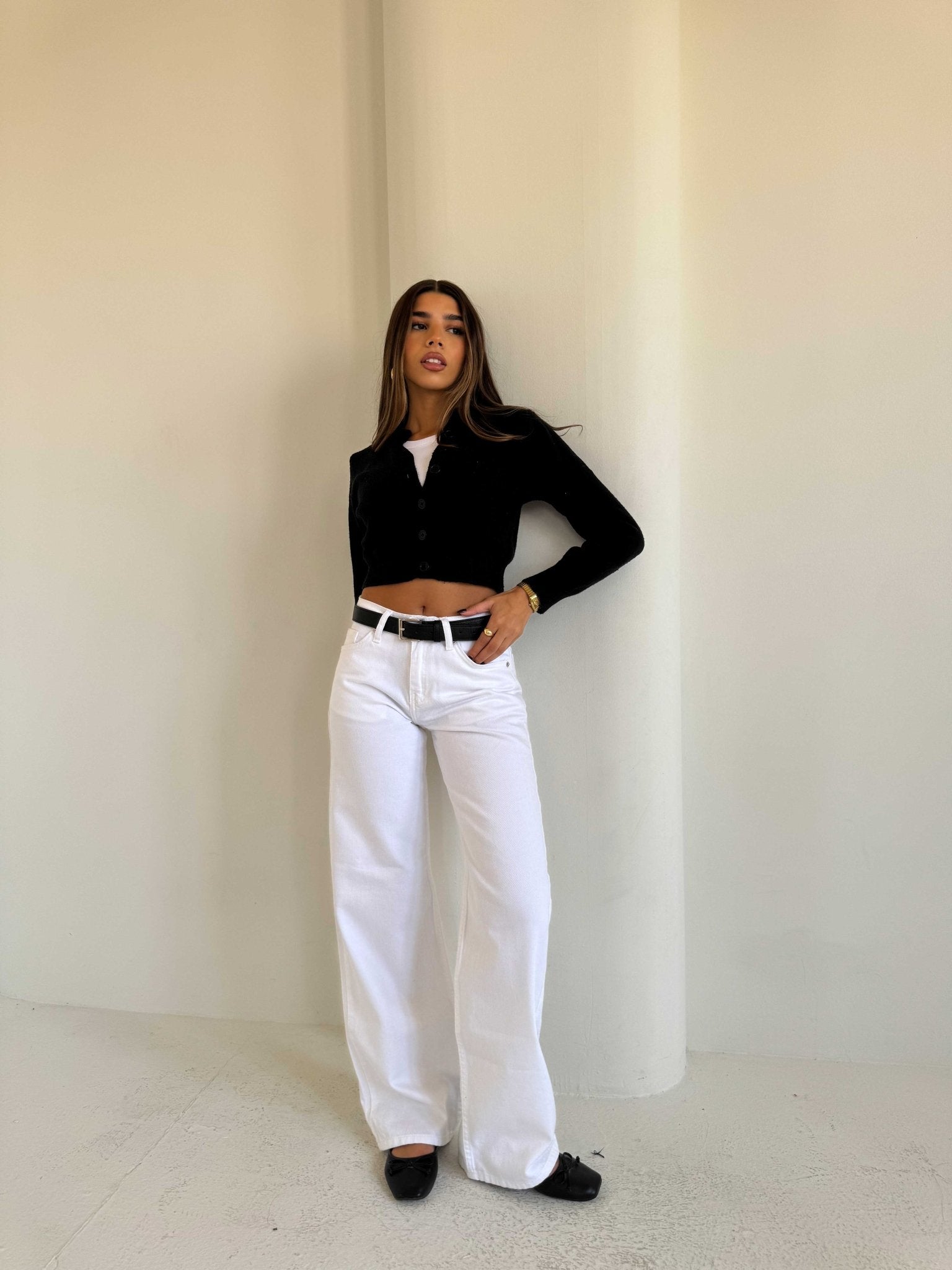 Wide Leg – Low Waist White Jeans Wide-Leg CIZARO - Cizaro Jeans