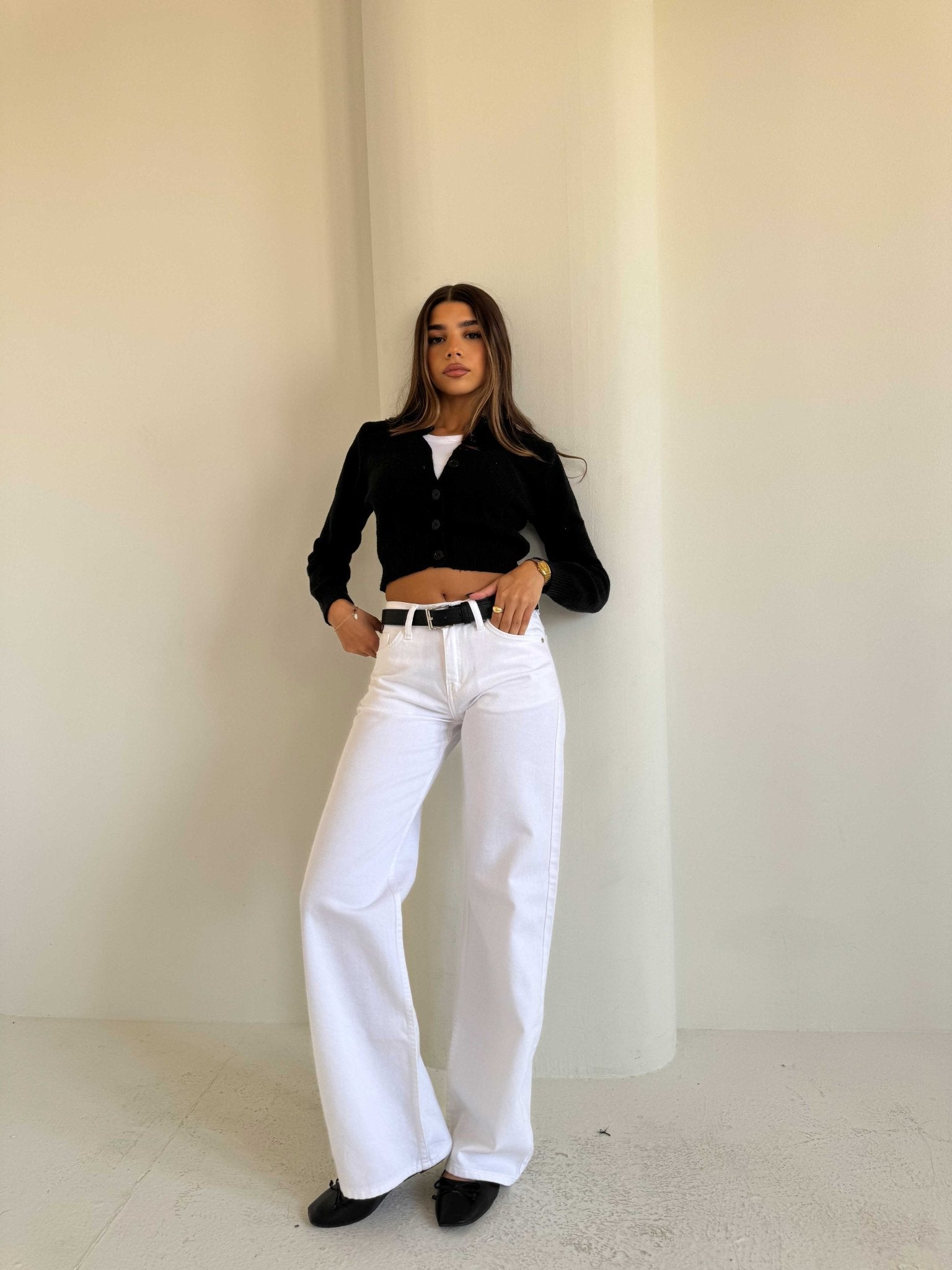 Wide Leg – Low Waist White Jeans Wide-Leg CIZARO - Cizaro Jeans