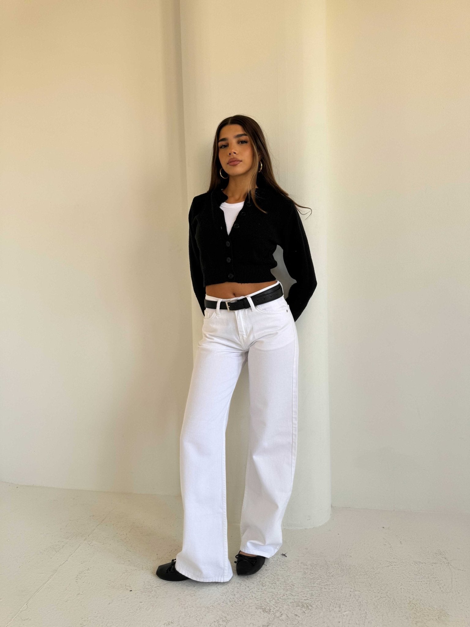 Wide Leg – Low Waist White Jeans Wide-Leg CIZARO - Cizaro Jeans