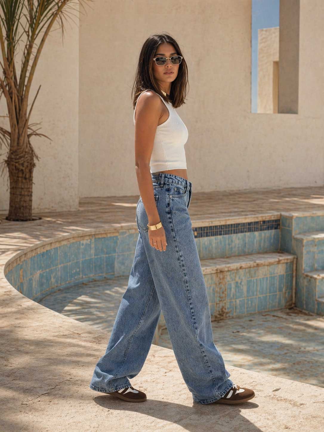 Wide-Leg – High-Waist Ice Acid Blue Jeans Wide Leg CIZARO - Cizaro Jeans