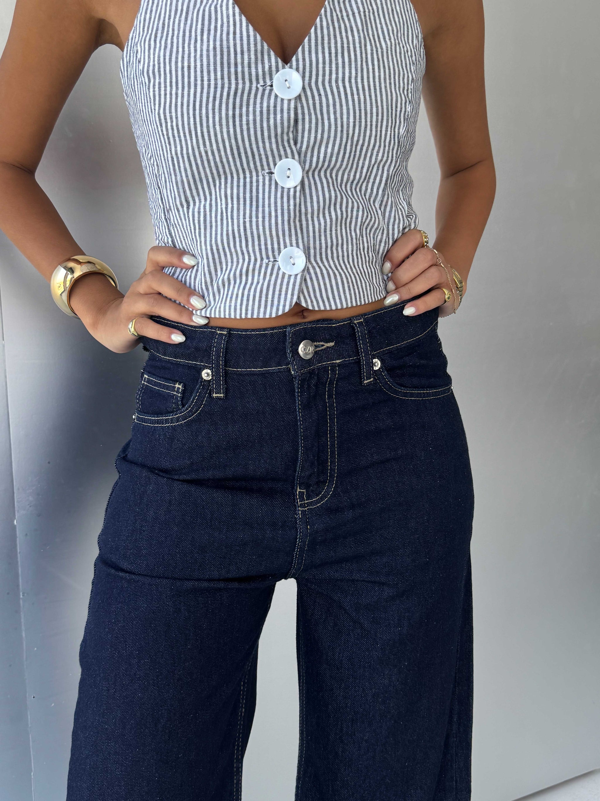 Wide leg High waist Raw Hem turn up Raw denim Wide-Leg CIZARO - Cizaro Jeans